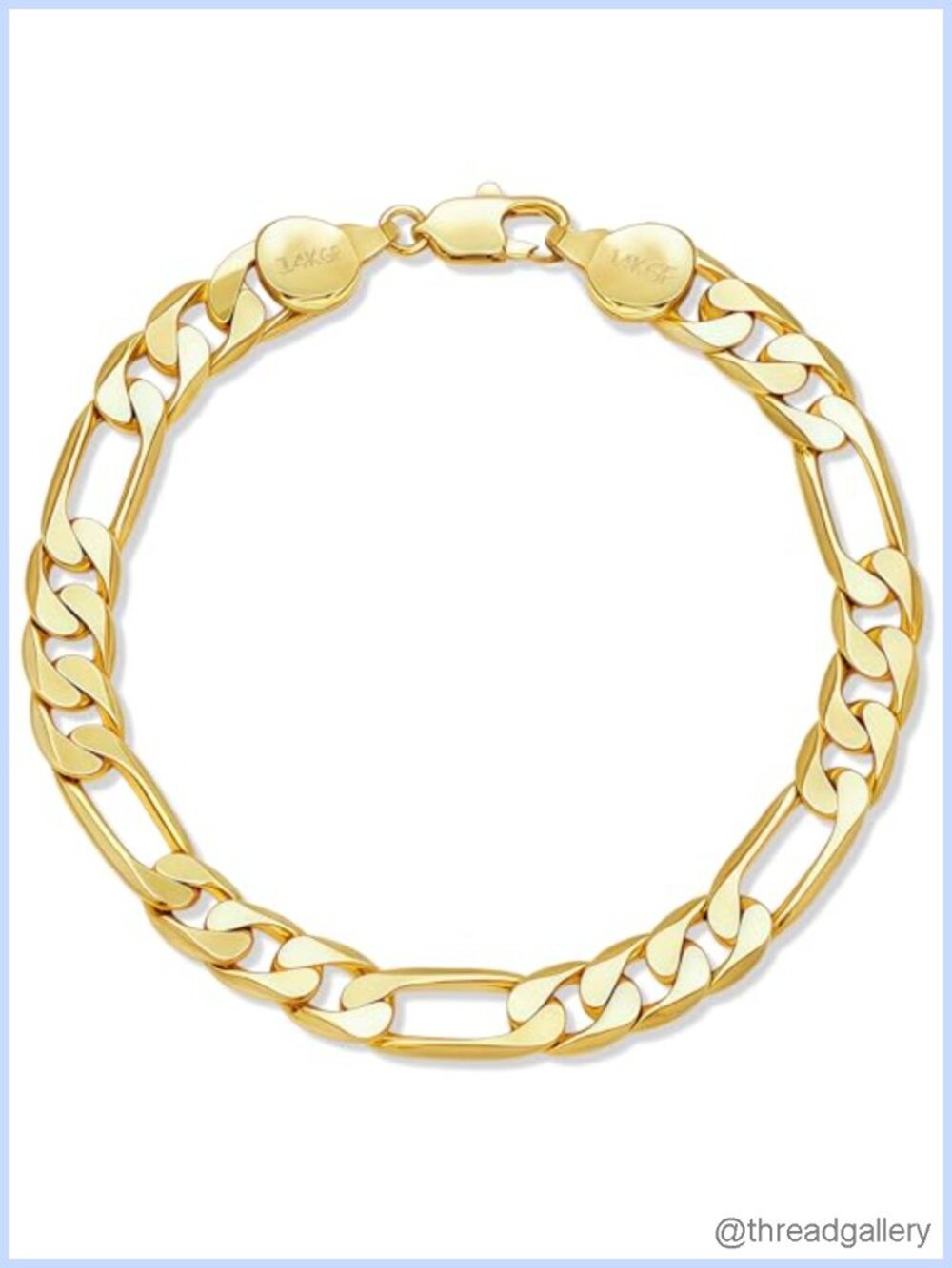 6mm Gold Plated Figaro Link Bracelet for Men & Women Gift